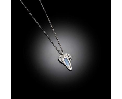 THE ROKESLEY SHOP, CLEVELAND, OHIO  PENDANT NECKLACE, CIRCA 1910 silver and enamel, stamped 'ROKESLEY / STERLING'Dimensions:p