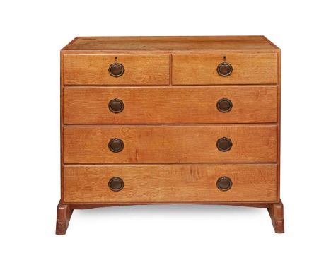 ERNEST GIMSON (BRITISH 1864-1919) CHEST OF DRAWERS, CIRCA 1915 oak, with patinated brass handles by Alfred Bucknell Dimension