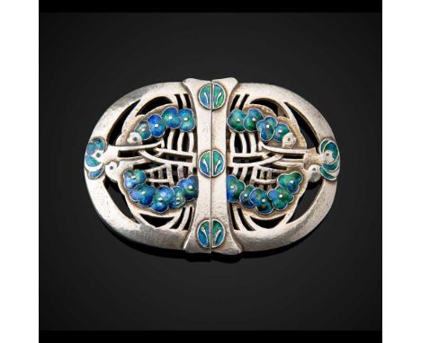 § JESSIE MARION KING  (SCOTTISH 1875-1949) FOR LIBERTY &amp; CO., LONDON BELT BUCKLE, BIRMINGHAM 1906 silver and enamel, hall