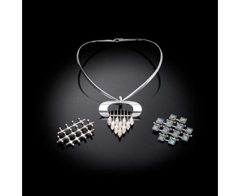 MARIANNE BERG (NORWEGIAN B. 1935) FOR UNI DAVID ANDERSEN, NORWAY  BROOCH, CIRCA 1970 silver, stamped 'UNI D-A NORWAY', '925S 