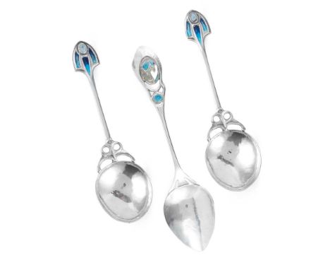 LIBERTY &amp; CO., LONDON  ART NOUVEAU SERVING SPOON, BIRMINGHAM 1924 silver and enamel, stamped maker's mark, hallmarked Bir