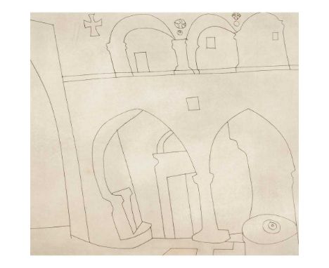 § BEN NICHOLSON O.M. (BRITISH 1894-1982) PATMOS MONASTERY, FROM GREEK AND TURKISH FORMS, 1967 etching Dimensions:34cm (13 1/2