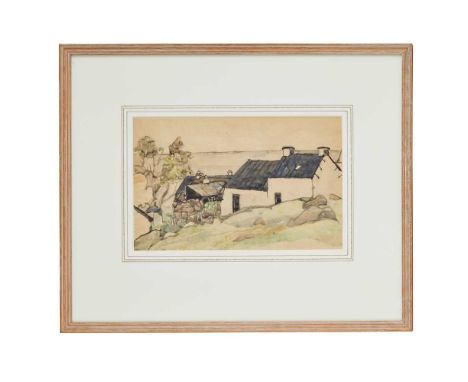 JESSIE MARION KING (SCOTTISH 1875-1949) SEASIDE COTTAGES  Ink and watercolour on cream tracing paper Dimensions:16cm (6 1/4in