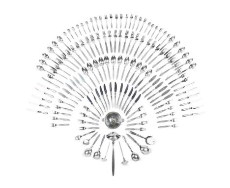 GUNDOLPH ALBERTUS (DANISH 1887 - 1970) FOR GEORG JENSEN 'CACTUS' TWELVE PIECE CUTLERY SET, CIRCA 1930 silver, comprising TWEL