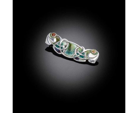 ARCHIBALD KNOX (BRITISH 1899-1933) FOR MURRLE, BENNETT &amp; CO. LTD., LONDON BROOCH, CIRCA 1905 silver and enamel, stamped '