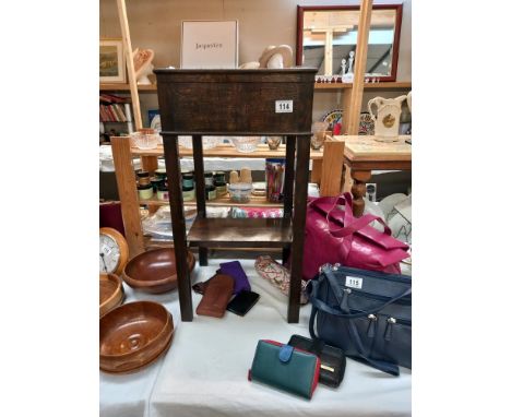 A dark wood lift top side table with lower shelf COLLECT ONLY