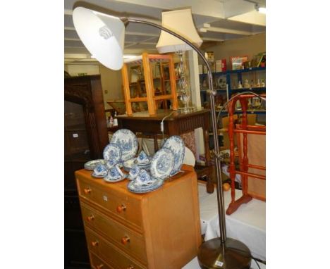A chrome floor standing lamp with magnifier. COLLECT ONLY.