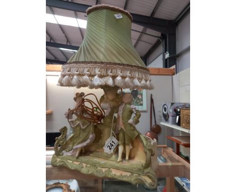 A continental bisque porcelain figure group table lamp a/f COLLECT ONLY 