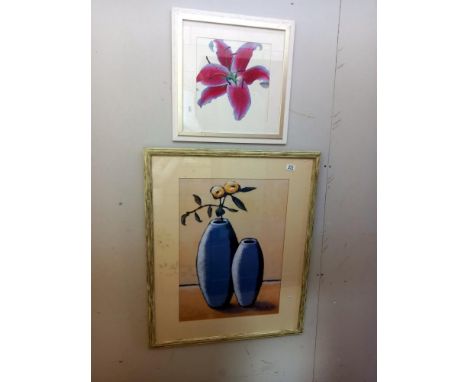 A large Yves Blanc print and an early botanical print