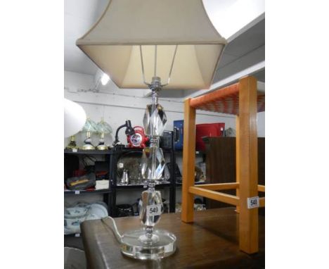 A glass table lamp.