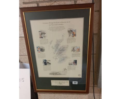 A framed and glazed breweriana 'six of Scotland's finest malt whiskies' advertising print COLLECT ONLY