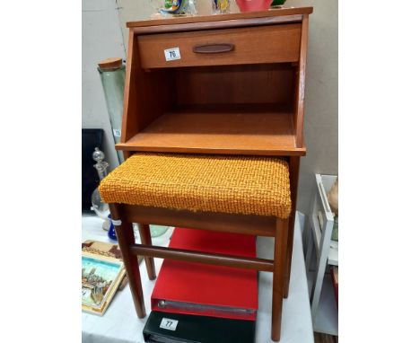 A lovely vintage Chippy teak telephone seat  the seat retracts when you do not need to use it, it also has a drawer and shelf