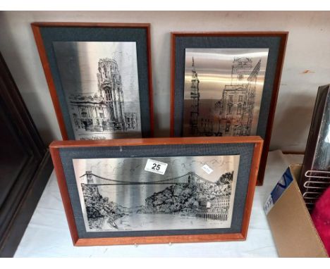 3 vintage connoisseur steel reproduction scenes of Bristol