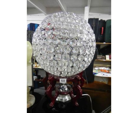 A large multi faceted glass table lamp, COLLECT ONLY.