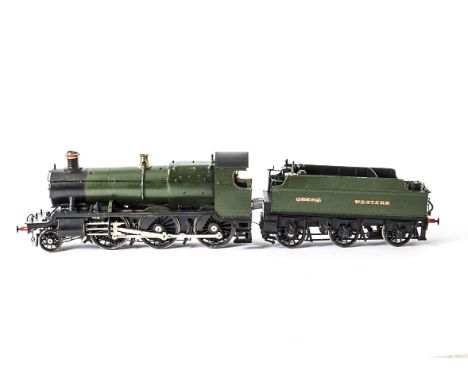 A Finescale O Gauge GWR 43xx Class 2-6-0 'Mogul' Locomotive and Tender, from an unidentified brass kit with Portescap motor/g