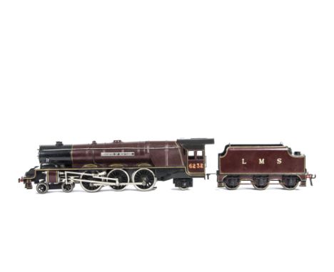 A Bassett-Lowke O Gauge 3-rail LMS 'Duchess of Montrose' Locomotive and Tender, in LMS maroon as no 6232, with DC motor, G-VG