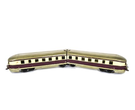 A Märklin Gauge I 3-rail Electric German 2-car 'Flying Hamburger' Diesel Train, ref TW 12971, for 20 volt AC operation with m