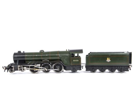 An Unboxed Bassett-Lowke O Gauge 3-rail DC 'Flying Scotsman' Locomotive and Tender, in lithographed BR lined green livery as 