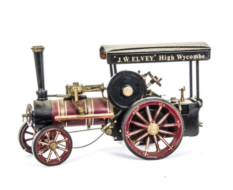 A Markie Models 1" Scale Live Steam Traction Engine, finished in crimson and black, with single cylinder, slide valve, solid 