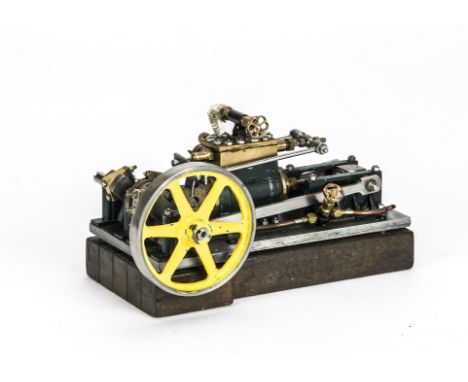 An Unfinished Brunel Models Return-crank Single-cylinder Steam Engine, the cylinder approx ¾" x 1¼", with brass valve chest a