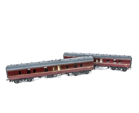 Two Gauge I Finescale BR(LMR) Passenger Brake (BG) Vans, both in LMR crimson, as nos M81537 and M80726, both with corridor co