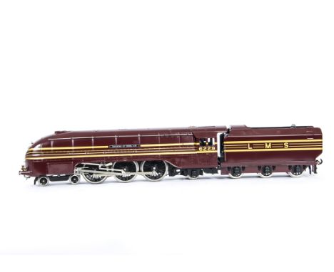 An ACE Trains O Gauge Type E12B1 'Coronation' Streamlined Pacific Locomotive and Tender, in gold-lined LMS crimson livery as 