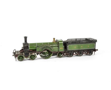 A Finescale O Gauge Stirling GNR 'Single' 4-2-2 Locomotive and Tender, a finely-proportioned model finished in GNR green with