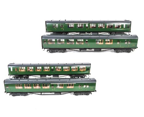 Four Gauge I Finescale BR (SR) Mark 1 Corridor Coaches by Unknown Makers, all in Southern Region green, comprising brake/3rd 