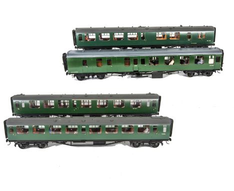 Four Gauge I Finescale BR (SR) Mark 1 Corridor Coaches by Unknown Makers, all in Southern Region green, comprising brake/3rd'