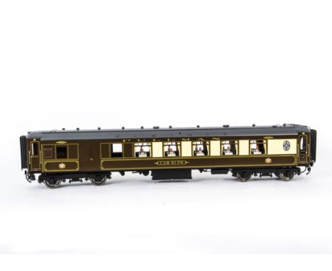 A Gauge I Finescale Pullman Car 'No 73' (1d) by Golden Age Models, Made in Korea by F M Models, finished in traditional Pullm