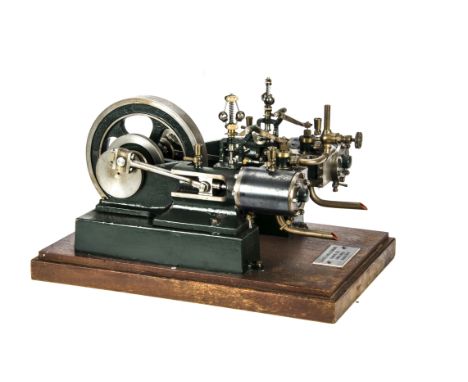 A 1" Scale (1/12th) Model Tangye Twin-Cylinder Mill Engine, the two approx 1" x 1½" cylinders mounted on handed cast frames, 