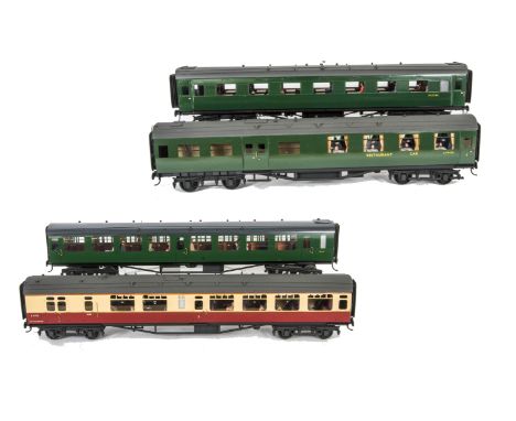 Four Gauge I Finescale BR (SR) Corridor Coaches by Various Makers, three in Southern Region green, mark 1 all-3rd no S68S, Ma