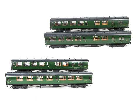 Four Gauge I Finescale BR (SR) Mark 1 Corridor Coaches by Unknown Makers, all in Southern Region green, comprising brake/3rd'