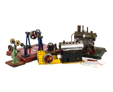 Mamod and Meccano Stationary Engines and Workshop Accessories, A Mamod SE1 engine with exhaust regulator, F, repainted with d