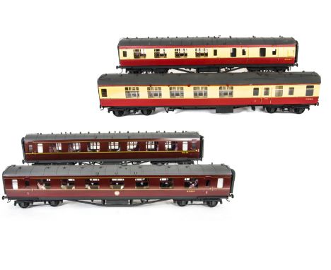 Four Gauge I Finescale BR (LMR) Mark 1 Corridor Coaches by Unknown Makers, two in BR 'blood &amp; custard' red/cream, compris
