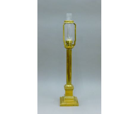 A Victorian Palmer and Co patent brass lamp. 64 cm high overall.