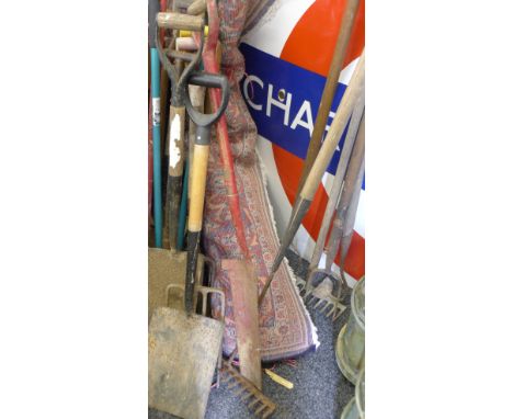 A quantity of various gardening tools.