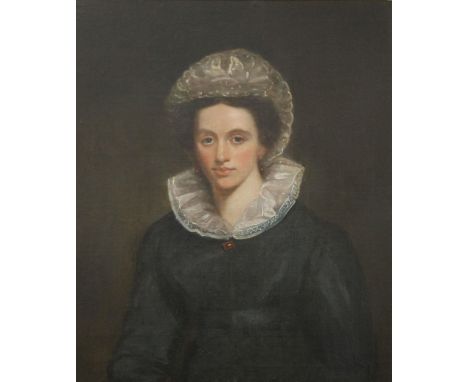 19TH CENTURY SCHOOL, Portrait of a Lady, oil on re-lined canvas, framed. 61.5 x 74.5 cm.