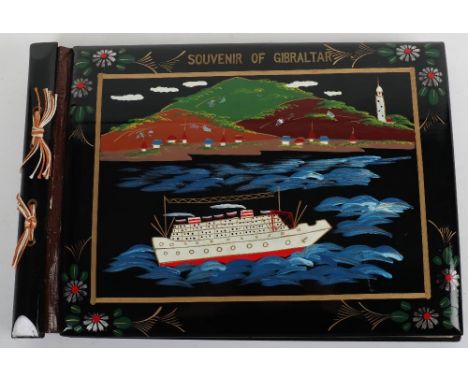 Ark Royal Photograph Album, First class images include , Venoms and other aircraft on deck, carrier entering Gibraltar, air-t
