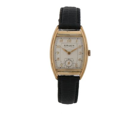 Gruen Veri-Thin gentlemans gilt wristwatch, circa 1940, the signed cream dial with gilt Arabic numerals, subsidiary seconds d