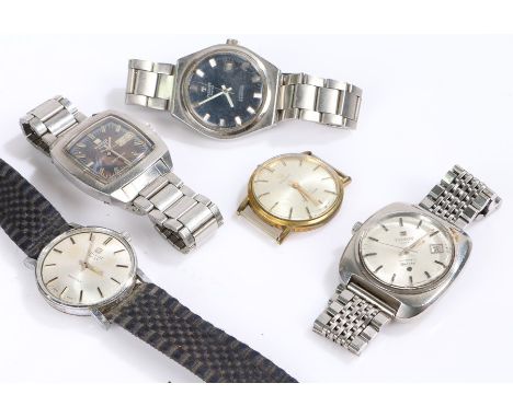 Five gentlemen's Tissot wristwatches, to include Seastar automatic (5)Tissot Seastar with black dial appears to be working wh