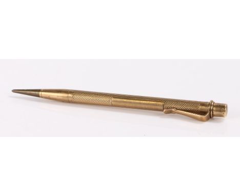 9 carat gold Mordan Everpoint propelling pencil, with vacant rectangular cartouche to the engine turned bodySurface scratches