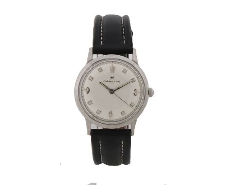 Hamilton gentleman's wristwatch, circa 1960, the signed silver dial with Arabic and square markers, manual wound, the case 33