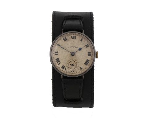 Record James Walker gentlemans wristwatch, the signed white dial with Roman numerals and subsidiary seconds dial, manual woun