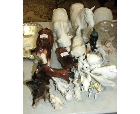 A Beswick model 'Dartmoor Pony', 16cm high, another 'West Highland Terriers - seated' and other animal figures, including Mel