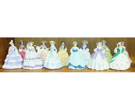 A collection of twelve Royal Worcester limited edition figurines 'The Fashionable Victorians', with certificates in factory f