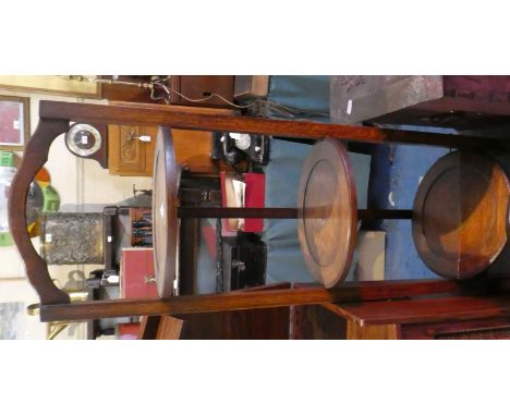 An Oak Three Tier Cake Stand and an Oak Mantle Clock, Both for Restoration 