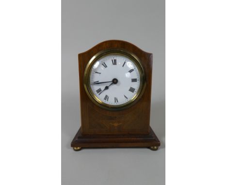 An Edwardian Inlaid Walnut Mantle Clock, 17.5cm High 
