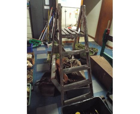 A Vintage Four Step Wooden Step Ladder 