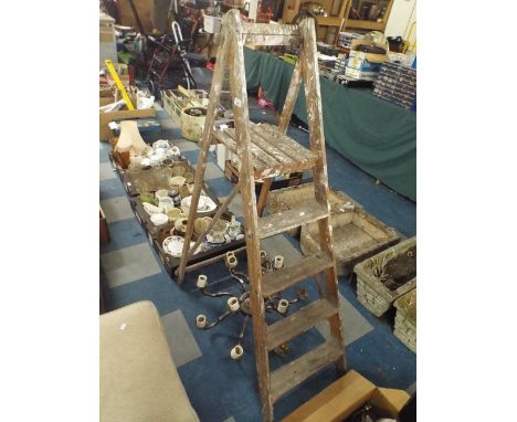 A Vintage Wooden Four Step Step Ladder 